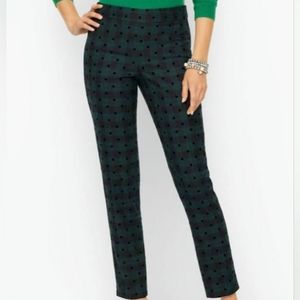 Talbots Womens Green Plaid Slim Ankle Pants Wool Blend Polka Dot NWT